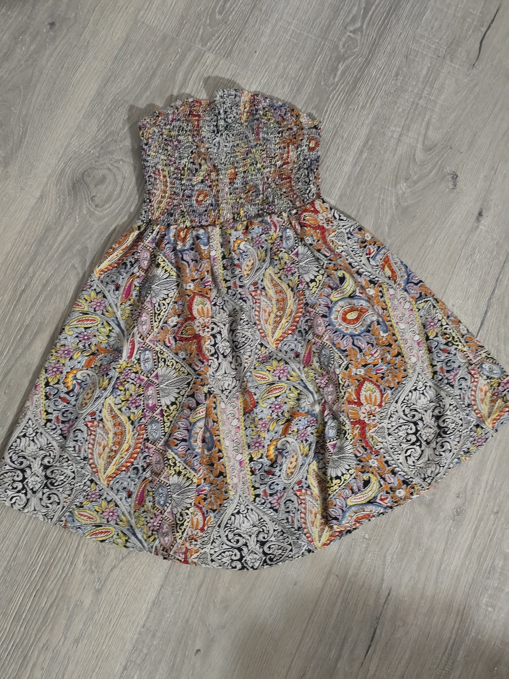 Smocked Strapless Paisley Tube Top - Multicolor